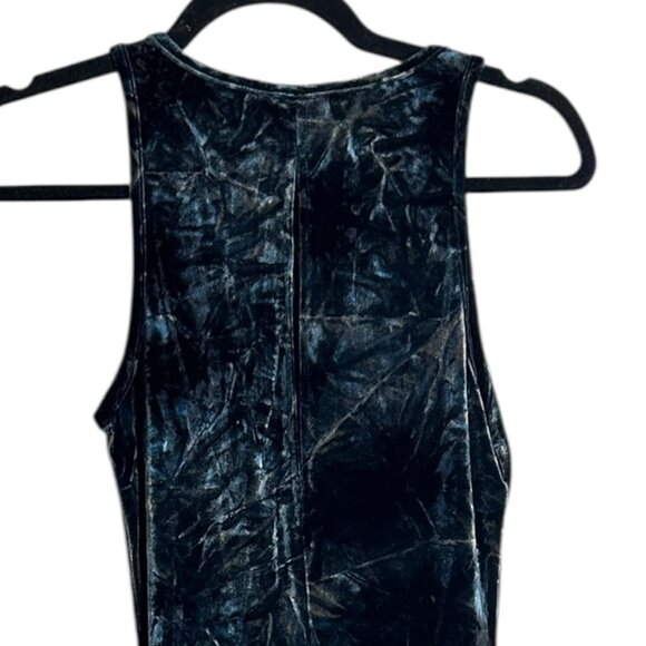 La Senza Crushed Velvet Sleeveless Dress Sz S | Blue Gray Keyhole Back High Neck - Picture 4 of 10